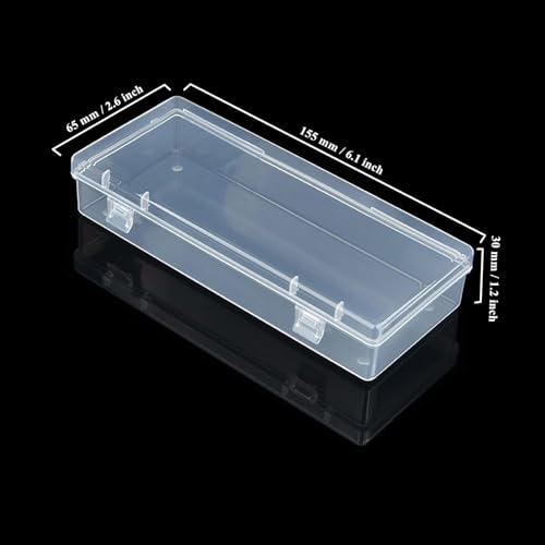 LJY 10 Pieces Rectangular Empty Mini Clear Plastic Organizer Storage Box Containers with Hinged Lids (6.1 x 2.6 x 1.2 inch, Transparent) - color: Transparent, size: 6.1 x 2.6 x 1.2 inch