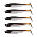 5/6Pcs Pre-Rigged Soft Plastic Lures, Paddle Tail Swimbait, Jig Heads for Bass, Walleye, Pike, Trout, Redfish Fishing - color: Pumpkin