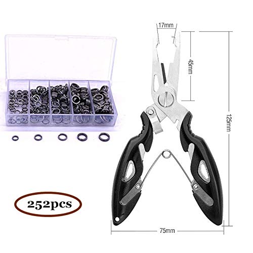 250pcs Heavy Duty Small Stainless Steel Split Rings and Split Ring Pliers, Open Jump Rings and Fishing Plier Tool Kit for Saltwater Fishing Lure Connector, Jewelry Making Findings, Small Key Rings - color: Split rings & Pliers_252pcs