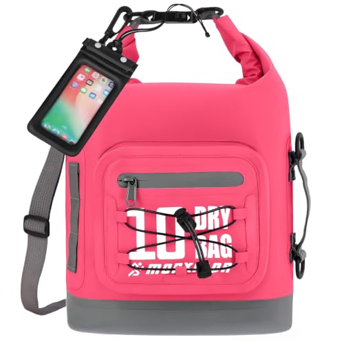MORXPLOR Dry Bag Waterproof,5L/10L/20L/30L/40L/55L Roll Top Dry Bag Backpack with WaterProof Phone Case for Swim,Kayak - color: Rose Red, size: 10Liter