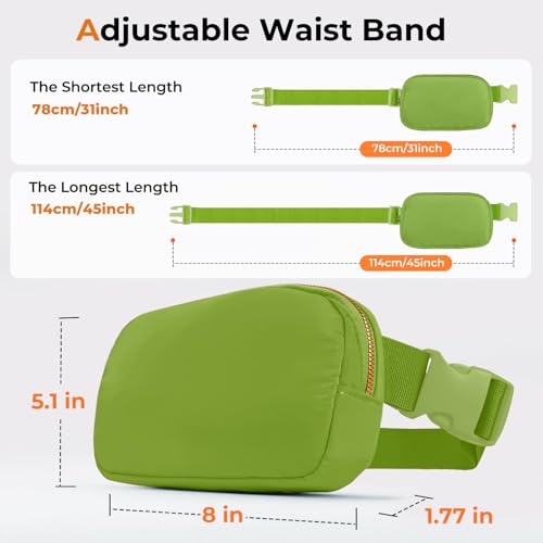 Belt Bag Zipper Fanny Pack Crossbody Bags for Women,Fashion Nylon Waist Packs, Water Repellent Two Way wear with Adjustable Strap Gifts for Teenage Girls Women Men(pistachio) - color: pistachio