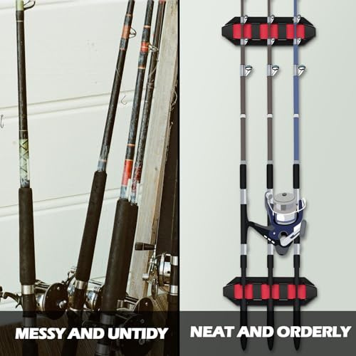 Sratte 4 Pcs Rod Holders for Fishing Boat Wall Mount Fishing Pole Holders Horizontal EVA Foam Garage Rod Rack Summer Boat Accessories for Men Gifts - color: Red, size: 7.8 Inch