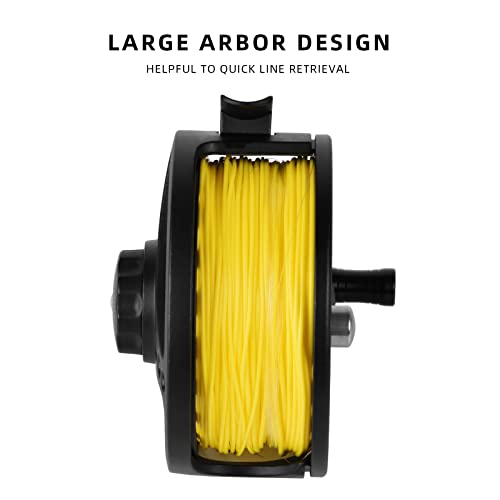 SF SF-001 Large Arbor Fly Fishing Reel with Aluminum Alloy Body 3/4wt 5/6wt 7/8wt Die Cast Pre-Loaded Fly Reel with Line Combo for Trout Bass Carp Pike Panfish - color: MB Preloaded with Fluorescent Yellow Fly Line, size: 7/8wt