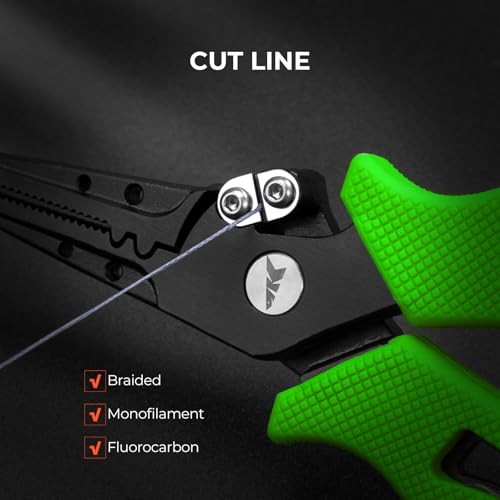 KastKing Cutthroat 7 inch Fishing Split Ring Pliers, 420 Stainless Steel Fishing Tools, Saltwater Resistant Fishing Gear, Tungsten Carbide Cutters - color: Green