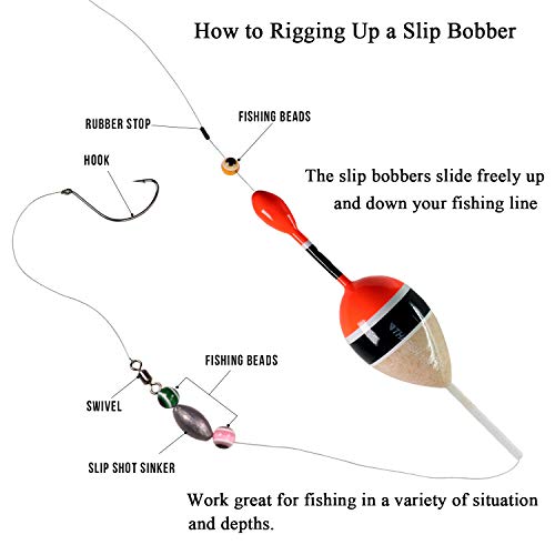 THKFISH Fishing Floats Bobbers Slide Floats Balsa Fishing Bobber Slip Bobbers for Crappie Panfish Trout Bass (1/2oz 2"x5.28") (1/6 1.6"x4.8") 5Pcs - color: Wood and Red, size: 1/6 oz 1.6"x4.8" - 5Pcs