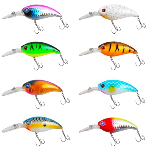 Fishing Lures Hard Bait Minnow Swimbait Crankbait Jerkbait Lure with Treble Hooks 3D Eyes Freshwater Saltwater Fishing Lures for Bass Trout Walleye Pike Catfish - color: A-8pcs-4in/0.45oz