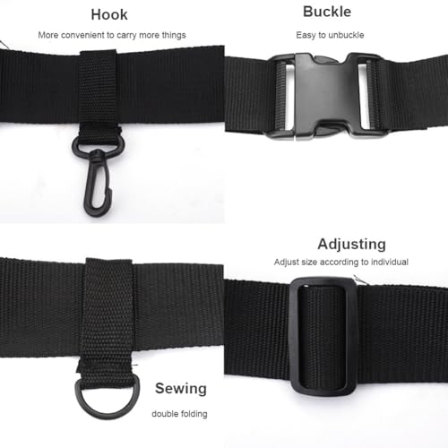 Fishing Waist Belt Rod Holder - Adjustable Wading Belt with Portable Pole Inserter ,Come with D-Ring Attachments, Carebiner Clip and Water Bottle Holder - Wader Strap