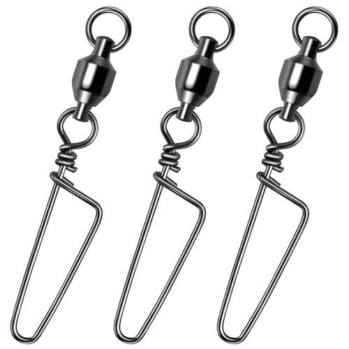 Alwonder Fishing Snap Swivels, High Strength Ball Bearing Swivel with Stainless Steel Coastlock Snap 26-503LB, Black Nickel Coating Corrosion Resistance Freshwater Saltwater - size: #1-35LB-10pcs-Extra Inventory