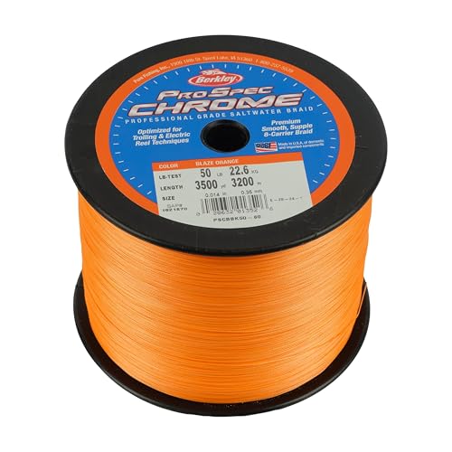 Berkley ProSpec Chrome Braid Fishing Line, Suitable for Saltwater Environments - color: Blaze Orange, size: 50lb - 3500yd