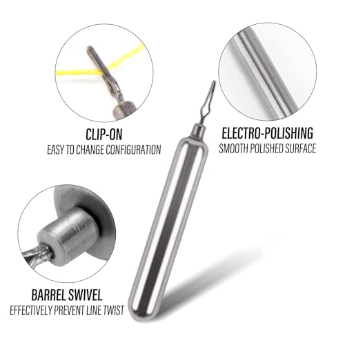 Dr.Fish Tungsten Drop Shot Weights Pencil Skinny Sinkers with Barrel Swivels for Freshwater Bass Fishing Drop Shot Rig
