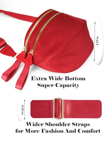 Pure Colour Crossbody Bag Bum Bag for Women,Spacious Purse Fanny Packs Belt Bag,Oversized Bum Bag (Colour Bum Bag-Red) - color: Colour Bum Bag-Red