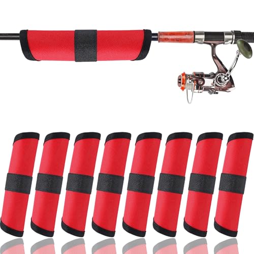 8-Pack 6" Fishing Lure Covers with Heavy-Duty Rod Sleeve, Lure Wraps with Velcro - Fishing Hook Covers for Spinning Rod, Freshwater/Saltwater