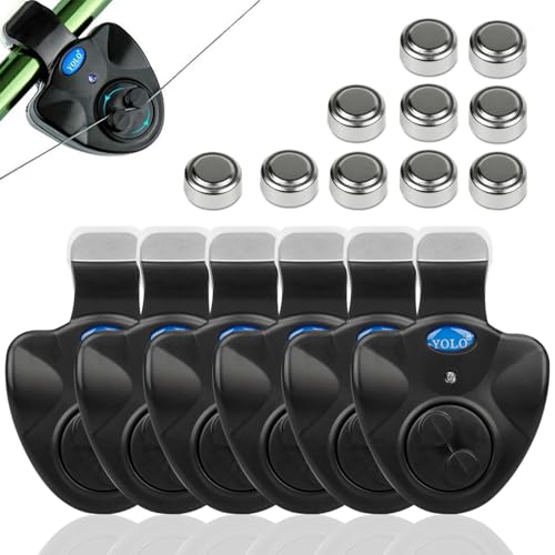 Cooltto Electronic Fishing Bite Alarm with 10 Bonus Batteries – LED & Sound Alert, Sensitive Siren for Day & Night Carp Fishing, Waterproof Sensor for Bank Fishing Rods