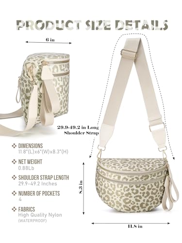 Pure Colour Crossbody Bag Bum Bag for Women,Spacious Purse Fanny Packs Belt Bag,Oversized Bum Bag (Khaki Beige Leopard Print Bum Bag) - color: Khaki Beige Leopard Print Bum Bag