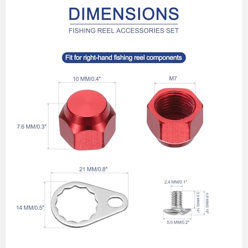 Fishing Reel Screw Nut Caps, Right Handle Knob Locking Plate Nut Replacement Parts - color: Red, size: M7