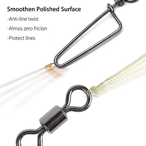 Dr.Fish 30 Pack Barrel Snap Swivels, Barrel Swivels Fishing Tackle Crane Rolling Coast Lock Snap Lure Leader Line Connector Fresh&Saltwater - size: #6-30LB-30 Pack