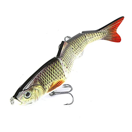 10in Multi Jointed Swimbait Fishing Lures Bait,4 Segment Big Giant Sinking Fishing Bass Lures,Crankbaits Swimbaits with Treble Hook - color: 10in,4.76oz-Color F