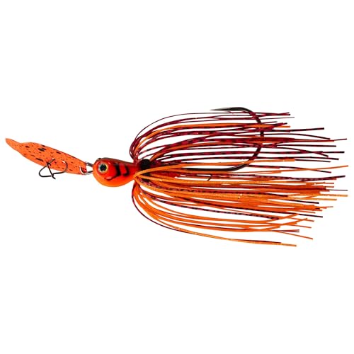 Strike King Thunder Cricket Fishing Lure, Vibrating Swim Jig, Silver Blade, 4/0 Jungle-Style Flipping Hook - color: Fire Craw, size: 3/4 oz