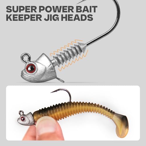 Swimbait Jig Heads with Stacked Cone Keeper, Minnow Style Eye Fishing Jighead 3/16 1/4 3/8 1/2oz (15 PCs) - color: Raw, size: 3/16oz - 3/0 - 15 pack