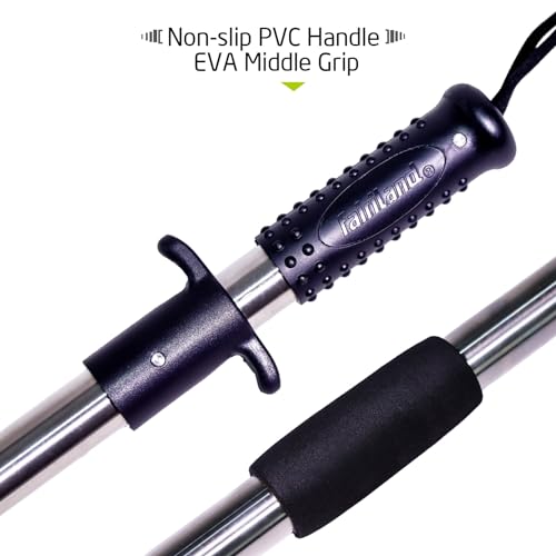 Heavy-Duty Fish Gripper – Extra-Long Stainless Steel Grabber with Non-Slip Handle, Wrist Lanyard & Storage Bag for Secure Fish Handling in Freshwater & Saltwater - color: 110cm/43.3in(3.6ft) Black