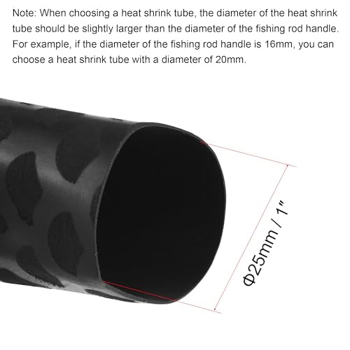 uxcell Heat Shrink Wrap Tubing Sleeve for Fishing Rod Grips Handle, 41mm Flat 3.3ft 2:1 Ratio Black