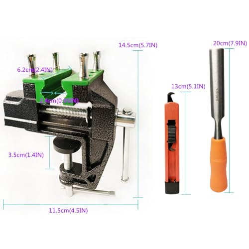 Golf Club Regripping Kit, Optional Professional or Basic Golf Grip Replacement Tools, 2-In-1 Bench Vise or Mini Table Vise, Fixed Rubber Clip, Hook Blade, Grip Tape Remover - size: Mini Home Basic Edition