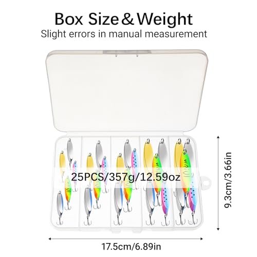 Fishing Lures Fishing Spoons, 5pcs/25pcs/30pcs/50pcs Trout Lures Bass Lures Hard Metal Spinner Baits for Salmon Bass Trout - color: 25PCS-5g/7g/10g/15g/20g