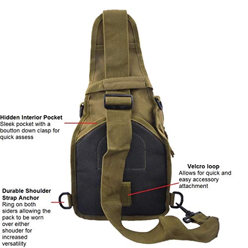 FAMI Outdoor Tactical Bag Backpack, Military Sport Bag Pack Sling Shoulder Backpack Tactical Satchel for Every Day Carry (Tan 2 Packs) - color: Tan 2 Packs