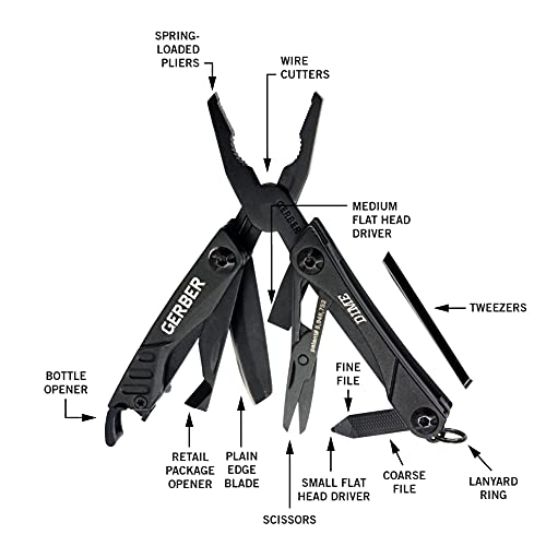 Gerber Gear Dime 12-in-1 Mini EDC Multitool - Needle Nose Pliers, Pocket Knife, Keychain, Bottle Opener - EDC Gear and Equipment, Gifts for Men - Red - color: Red, size: Single