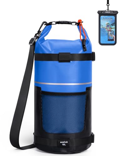 ECOHUB Waterproof Dry Bag for Women Men, 5L/10L/20L Roll Top Lightweight Dry Storage Bag Backpack for Travel Kayaking Hiking Floating with Waterproof Phone Case,Blue - color: Blue, size: 10L