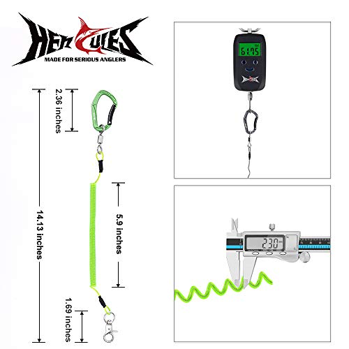 HERCULES M4 Fishing Lanyard, Fishing Pole Tether, Kayak Paddle Leash, Heavy Duty Retractable Coiled Lanyard for Fishing, Rods, Pliers, Boating, Paddles, Kayak - color: Pack of 2 Green, 5.9"