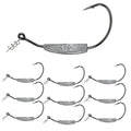 Reaction Tackle Weighted Swimbait Hooks - Weedless Belly Weighted Hooks with Twist Lock Bait Keeper for Soft Plastic Swimbaits - Bass Fishing Hooks (10-Pack) - size: 1/2oz 9/0