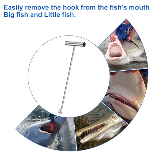 Stainless Steel Fishing Hook Remover，Dehooker Tool,Push/Pull Hook Remover，Anti-Lost Saltwater Dehooker Tool Shark Hook Remover - size: 24"