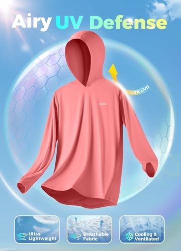 Willit Women's UPF 50+ Sun Protection Hoodie SPF Shirt Long Sleeve Hiking Fishing Outdoor Shirt Lightweight Hoodie - color: Pink, size: XX-Large