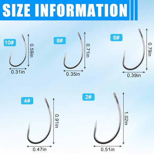 Barbless Fishing Hooks,Carp Curve Shank Crank and Wide Gape Circle Trout Fly Tying Hooks Small Size Circle Hooks for Hair Rig Fishing Tackle Size 2# 4# 6# 8# 10#