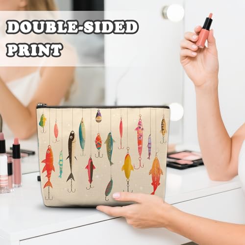 Fishing Makeup Bag, Fishhook Fishing Gifts For Women Men, Fishes Makeup Pouch, Travel Toiletry Bag With Zipper, Birthday Graduation Christmas Gifts For Men Women Coworkers Best Friend - color: Fishhook