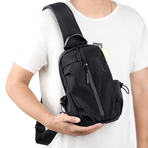 Hebetag Leather Sling Bag Crossbody Backpack for Men Women Travel Outdoor Camping - color: #24black