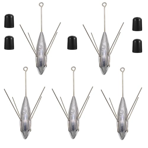 5 Pcs Sputnik Sinker Fishing Weights Lead Surfing Casting Spider Sinkers Long Tail Fishing Equipment for Catfish Saltwater Beach Sand Ocean - size: 5oz - 5pcs