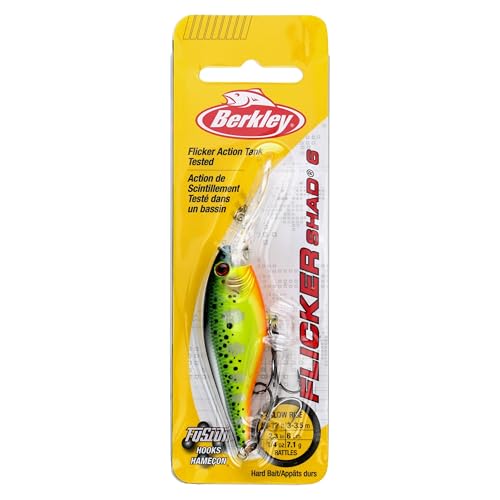 Berkley Flicker Shad Fishing Lure, Black Gold Sunset, 1/2 oz, 3 1/2in | 9cm Crankbaits, Size, Profile and Dive Depth Imitates Real Shad, Equipped with Fusion19 Hook - color: Black Gold Sunset, size: 3 1/2in - 1/2 oz