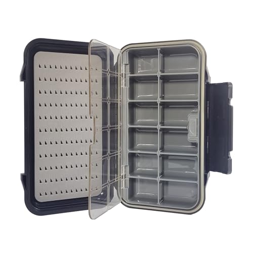 Aventik Waterproof Fly Box For Fly Fishing Double sided Swing Leaf Waterproof Fly Box(H025B 7.71"x 4.18" x 1.66" 19.6X10.6X4.2cm Grip Foam with pane) - size: H025B: 7.71"x 4.18" x 1.66"