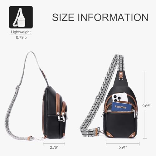 Anti Theft Crossbody Bags for Women Travel Chest Sling Bag Leather RFID Purse Fanny Pack Black - color: Black
