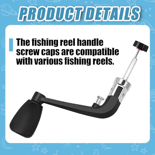 6 PCS Universal Fishing Reel Handle Screw Caps, Fishing Reel Replacement Parts Black Screws Nuts Caps for Spinning Reel Handles