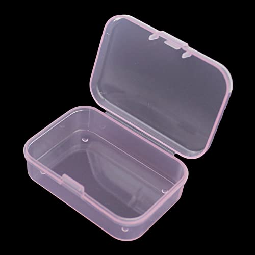 Goodma Mini Rectangular Plastic Storage Boxes, Pink, 2.6x1.8x0.8in | 30 Pieces, Hinged Lids, Empty Organizer Containers, For Small Items and Craft Projects - color: Pink, size: 65 x 45 x 20 mm