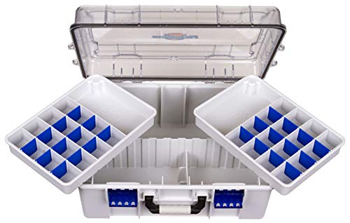 Flambeau Outdoors 4000WPNC Waterproof Satchel 4000, Portable Waterproof Tackle Box with Trays, Gray/Clear (18.71" L x 13.58" W x 7.58" D) - size: 4000 Series, style: Standard