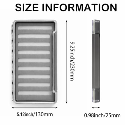 Aventik Waterproof Fly Box Clear Lid with Deep Design Silicone Tackle Box for Large Flies & Jig Heads Durable Lightweight Fly Fishing Storage Case(H048XLA) - style: H048XLA