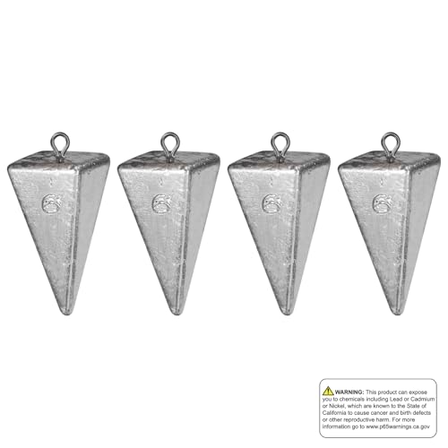 Triangle Fishing Weights 4-Sided Pyramid Sinkers Lead Fishing Weights and Sinkers for Saltwater Ocean Surf 1oz-32oz/2LB - size: 6oz-4pack