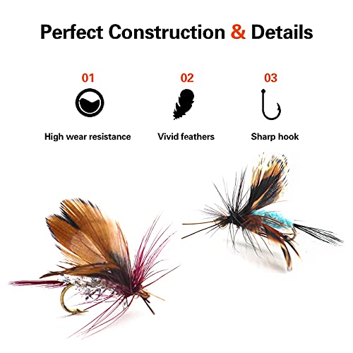 Fly Fishing Kit with Tackle Dry/Wet Fly Handcrafted Lures, Streamer for Trout, Bass, Salmon - color: 12pcs