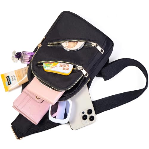 Banelu Sling Bag Crossbody Bags for Women, Small Crossbody Purses Sling Backpack Cross Body Bag for Outdoors Hiking Traveling - Black - color: N Black