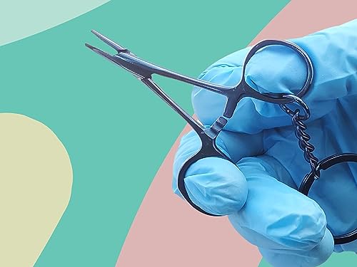 Artman Instruments Hemostat Mayo Hegar Mosquito Forceps Keychain - Stainless Steel Novelty Gift for Medical Professionals, Dentist, Fish Clamp Forceps (Blue) - color: Blue