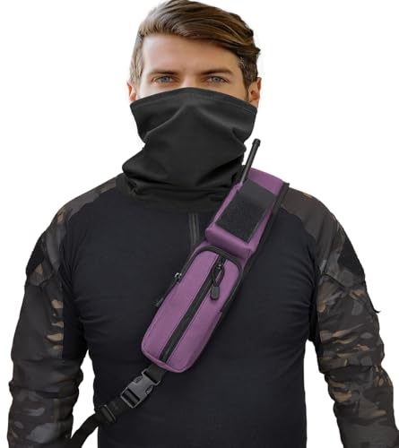 Tactical Sling Crossbody Bag Holster Shoulder Backpack 15L Water Bottle Holder Radio Pouch 6 Elastic Slots for Men Women Hiking Hunting Shooting - color: Purple Deep